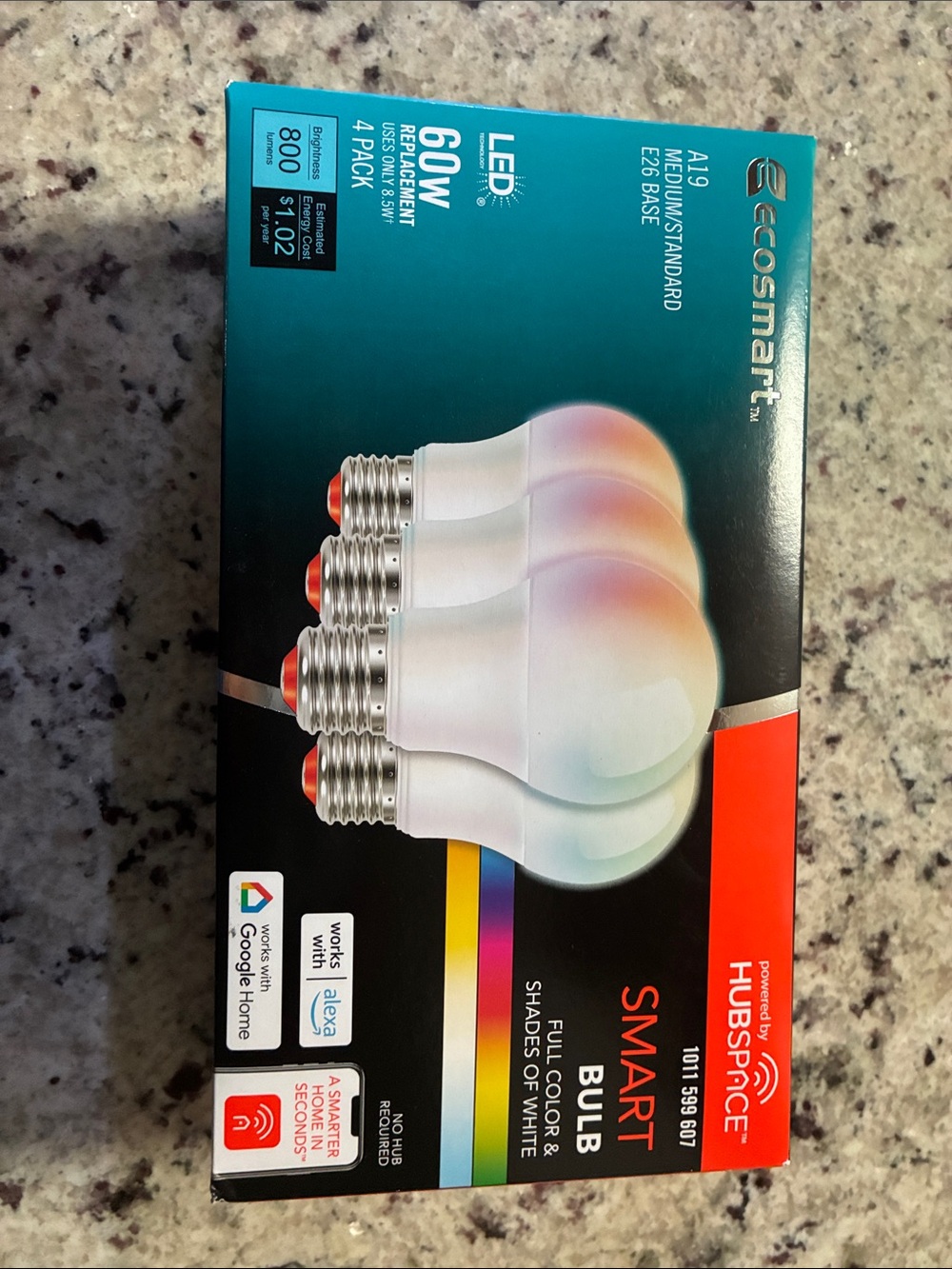 Smart LED Light Bulb 4-Pack - Black & White Packaging